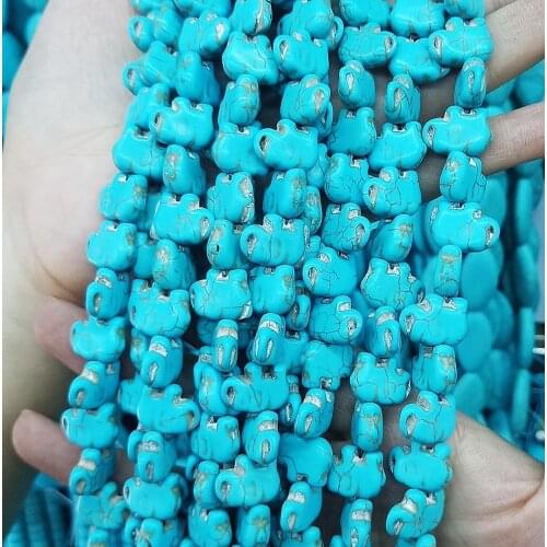 Natural Semi-gem Stone Turquoises 10*14mm Elephant Shaped Loose Beads Beaded for Women Jewelry Making DIY Bracelet Necklace 39cm