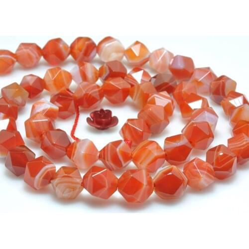 6-10mm Natural Facete Banded Red Sardonyx Striped Onyx Agates Beads For Jewelry Making beads 15inch Needlework DIY Beads Trinket