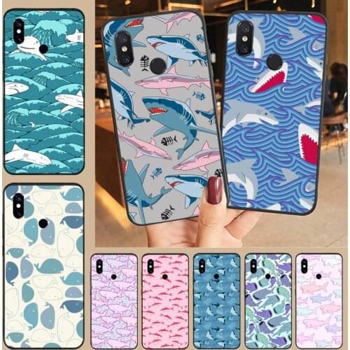 Cute cool animal Sharks Phone Case For Xiaomi Mi A1 A2 5 6 6PLUS 8 9 SE Lite MIX 2 2S MAX 2 3 Pocophone F1