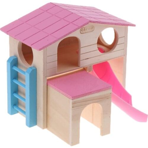 Hamster Hideout House, Gerbil Villa Wooden Living Hut Cabin Play Toys for Syrian
