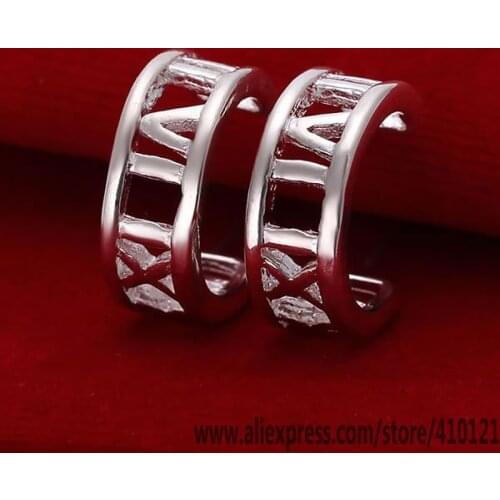 E046 Hot Sale High Quality Silver Clolor Jewelry,Wholesale Sterling Jewelry Elegant Charms Fashion Half Round Rome Earring