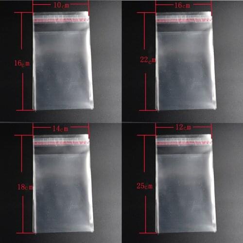 FLTMRH 50PCS Clear Self Adhesive Seal Plastic Bags 16cmx10cm 22cmx22cm 18cmx18cm 18cmx25cm