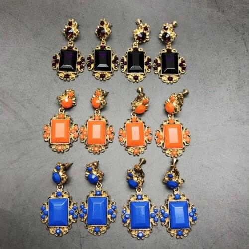 Geometric Orange Purple Blue Colors Sweet Alloy Clip Earring