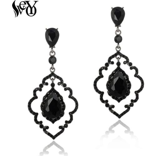 VEYO Classic Crystal Drop Earrings Vintage Hollow out Rhinestone Dangle Earrings for Women Fashion Jewelry Wholesale