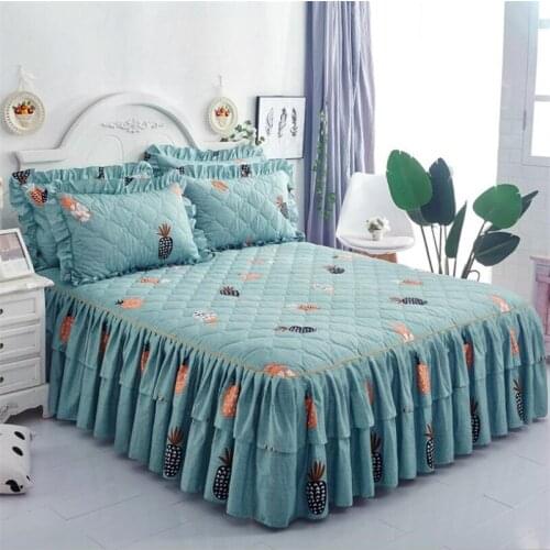Lace Princess Bedding Bed Skirt Pillowcases Winter Thick Warm Non-slip Bed Sheets Mattress Cover King Queen Size Bed Cover
