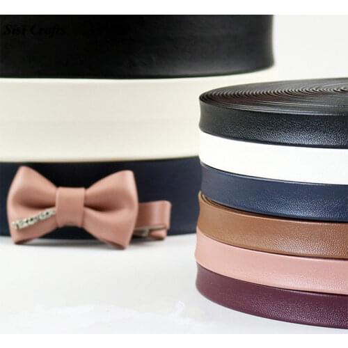Sisi Crafts Tape Soft Smooth 3/8 PU Leather Ribbon Flat Faux PU Cord Bias 10 16 30mm DIY Hair Bow Tie Handmade Accessory Materia