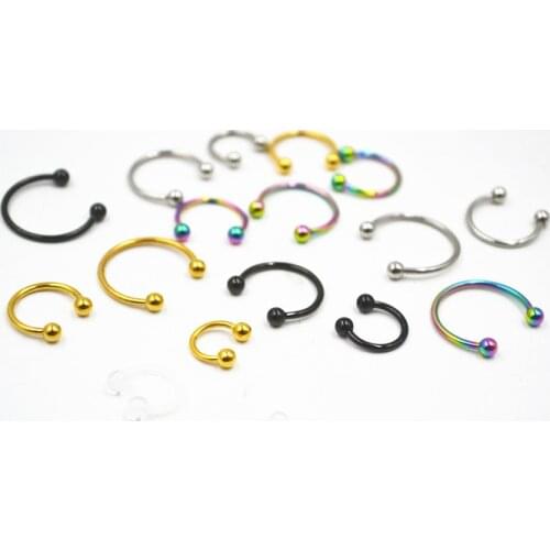 LOT100pcs Body Piercing Jewelry - Surgical Steel UV Eyebrow Tragus Bar Piercing Curved 16g Horeshoes Nose Ear Labret Rings MIX