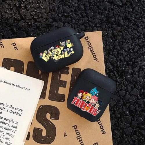 Anime Manga Fairy Tai Matte black TPU silicone Bluetooth Airpod Case For Airpods 1/2 Airpods pro 3 TPU soft cover