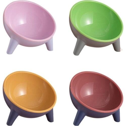 Pet Cat Feeding Bowl Puppy Cat Food Drinking Water Feeder Non Slip Base Tilt Neck Protection Dish Anti Choke Bowl Pet Supplies