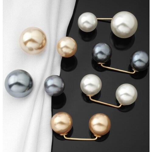 Fashion Shirt Suit Collar Pearls Brooch Decorative Dress Waist Fixed Buckle Cardigan Pin Buckle Shawl Clips Lady Elegant Jewelry