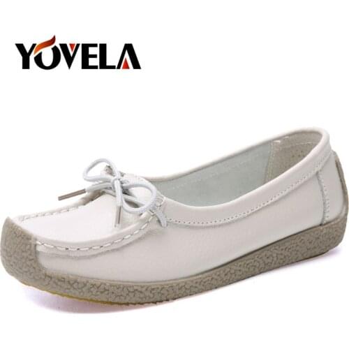 Fashion Autumn Women Flats Shoes Genuine Leather Loafers Slip-on Ballerines Flats Shoes Woman Comfortable Casual Shoes Size 41