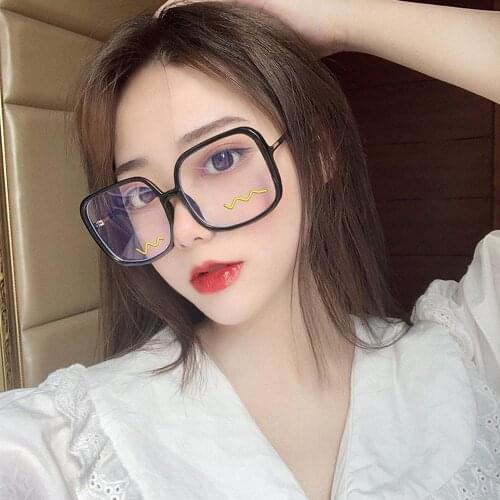 Fashionable Women Blue Light Proof Large Frame Flat Mirror Square Sunglasses