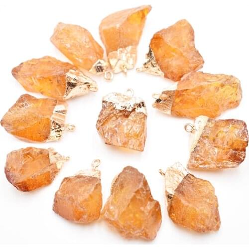 2021 New Natural Stone Irregular Pendants yellow Crystal Charms For DIY Jewelry Making 12pcs/lot Wholesale free shipping