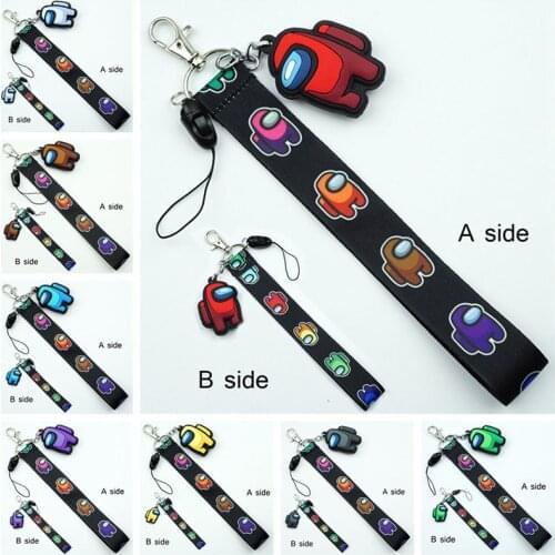 New Game Among Us Figure Mobile Phone Portable Short Lanyard for Keys Phone Cord Strap Wrist Strap Keyring Cosplay Bag Keychain