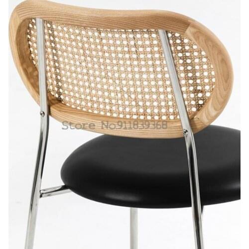 Nordic design rattan dining chair simple modern home desk chair leisure coffee chair homestay photo backrest chair