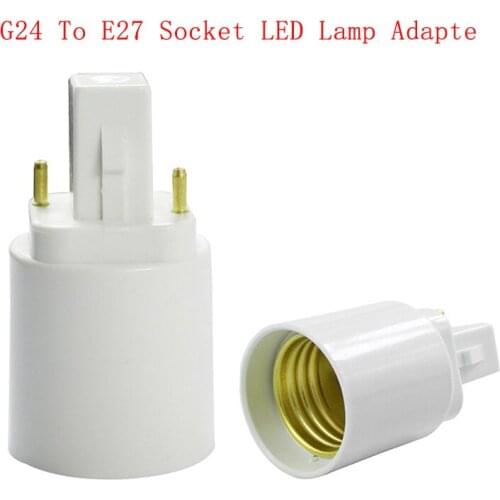 1Pcs New Fireproof Material G24 To E27 Lamp Holder Converter Socket Conversion Light Bulb Base Type Adapter Lighting Accessories