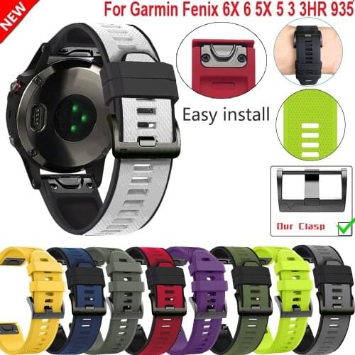 Smart Sport Silicone Watchband Wrist strap for Garmin Fenix 6X 6 Pro 5X 5 Plus 3 HR 20 22 26mm EasyFit Quick Release wirstband