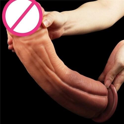 Sexy Huge Dildo Female Masturbator Super Soft Realistic Penis Dildo Double-layer Silicone Suction Cup Dildos For Women Big