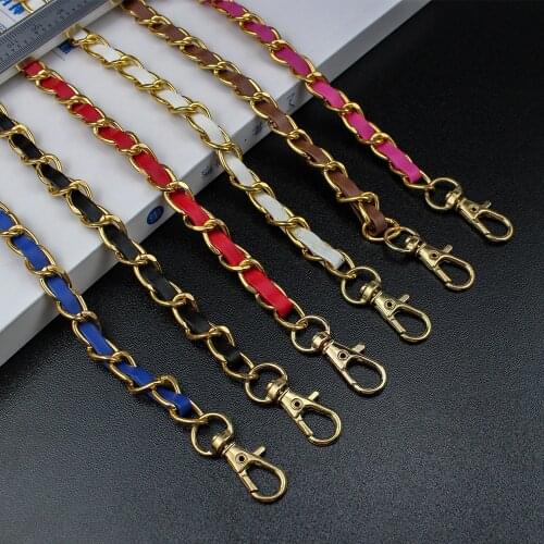 10Pcs 120CM PU Leather+Metal Chain Shoulder Bag Strap For Women Fashion Bag Crossbody Bag Woman Leather Strap For Handbag