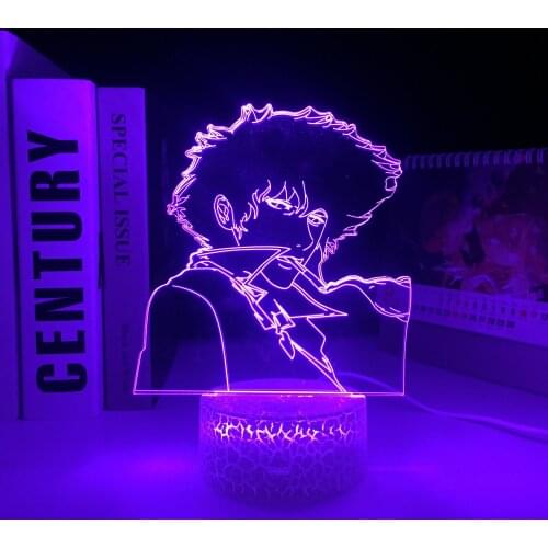 Anime Cowboy Bebop Helix 3D LED White Base Night Light Spike Spiegel for Bedroom Decor Room Nightlight Birthday Gift Table Light