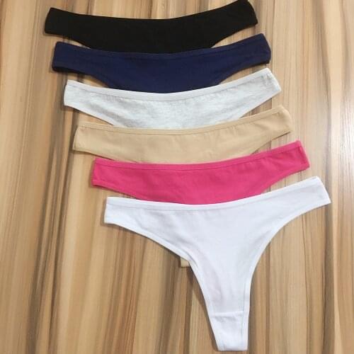 10 Pieces Ladies Cotton Thong Panties Sexy Women G String Tangas Mujer Woman Underwear Lingerie Femme Underpants Solid Panty XXL