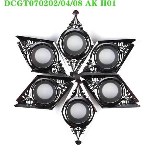 10pcs DCGT070204 DCGT070208 DCGT11T304 AK H01 Carbide Turning Inserts CNC Lathe Cutting Tools DCGT Blade for Aluminum Copper