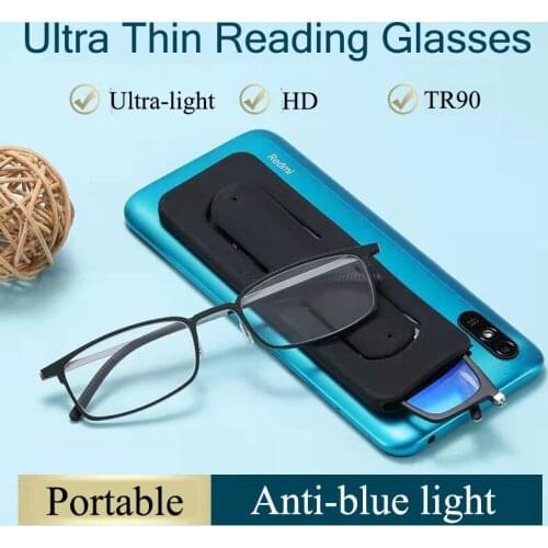 Ultra Thin Portable Anti-blue light Reading Glasses unisex HD Anti-fatigue Ultra-light Eyewear Stainless Steel With Original Box