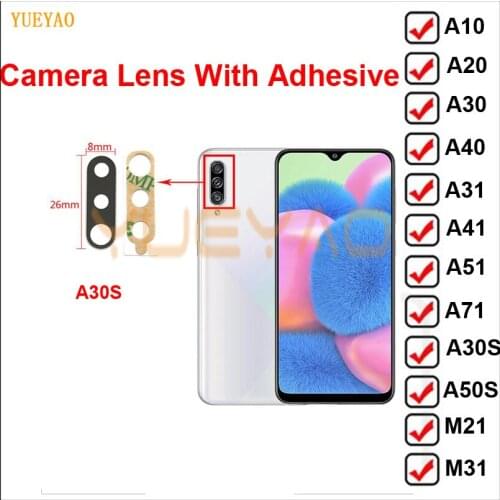 For Samsung Galaxy A30 A20 A10 A40 A50 A70 A31 A41 A51 A71 A30S A50s A70s A21s A11 A01 M31s S20 fe Glass Camera Lens with Tape