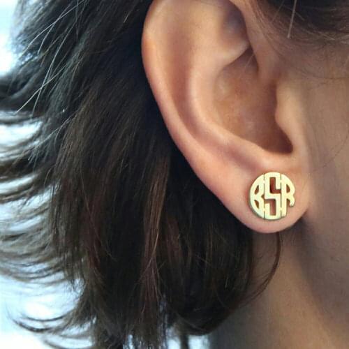 Personalized Monogram Name Earrings For Women Jewelry Custom Initials Stud Earrings Stainless Steel Pendientes Mujer Moda 2019