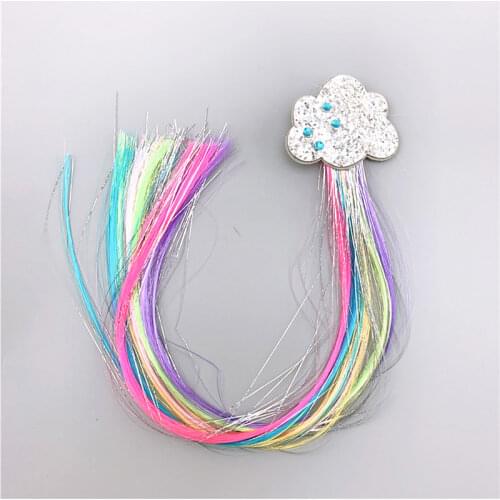 Rainbow Wig Wig Hair Clip Girls Colorful Cloud Laser Hair Braiding Wigs School Holiday Headwear Headdress Kids Hair Accessories