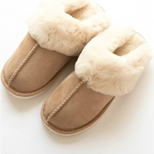 Male Winter Household Slipper Solid Color Simple Warm Slides Men Plush Cotton Shoes Soft Simple Furry Slipper Men Shoes