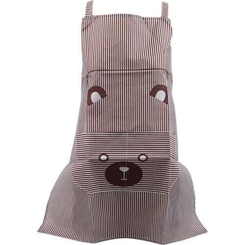 1 Pc Home Kitchen Cute Apron Cook Waist Print Bear Women Men Adjustable Cotton Linen High-grade Kitchen Apron For Cooking Baking