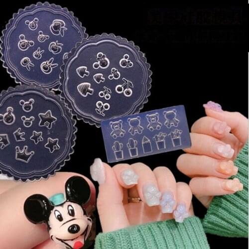 1PCS Mini 3D Cartoon Bear Carving Mold Nail Mold For DIY Decoration Design Fashion DIY Durable Mold