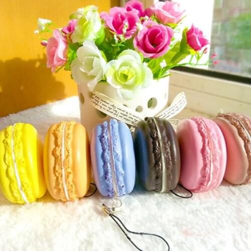 1PC Kawaii Soft Dessert Macaron Squishy Cute Cell phone Charms Key Straps random color Size: Diameter: 2.5 cm/ High 2 cm