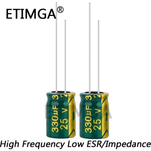 20pcs/lot 25V 330UF Low ESR/Impedance high frequency aluminum electrolytic capacitor size 8*12 330UF25V 20