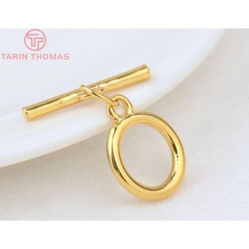 4 Sets O:15MM T:22MM 24K Gold Color Plated Brass O Toggle Bracelet Clasps High Quality Jewelry Findings