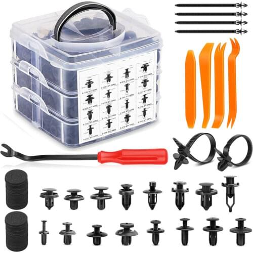 Car Fastener Clip Auto Bumper Retainer Clips Car Plastic Rivets Fasteners Push Retainer Clips Kit With Cable Ties Fasteners
