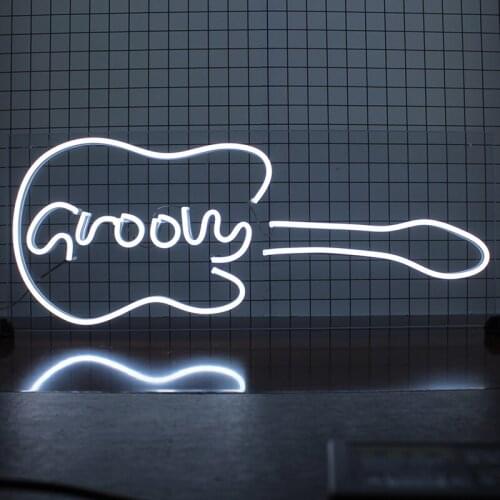White Guitar Custom Neon Light Sign Rock MusicPersonalized 12V Decor Acrylic Flex Led Home Ins Wall Bar Sign Room Lights Decor