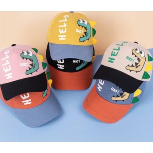Fashion Unisex Kids Adjustable Cute Cartoon Dinosaur Printing Cap Children Cotton Breathable Baseball Cap Boys Girls Outing Hat
