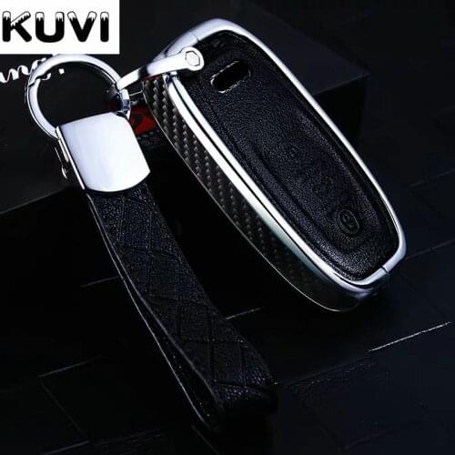 Alloy Leather Remote Fob Key Case Shell Cover For Audi A4 S4 A5 S5 B8 8K B8.5 A6 S6 C7 A7 S7 4G8 A8 S8 4H Q5 SQ5 8R A8 RS