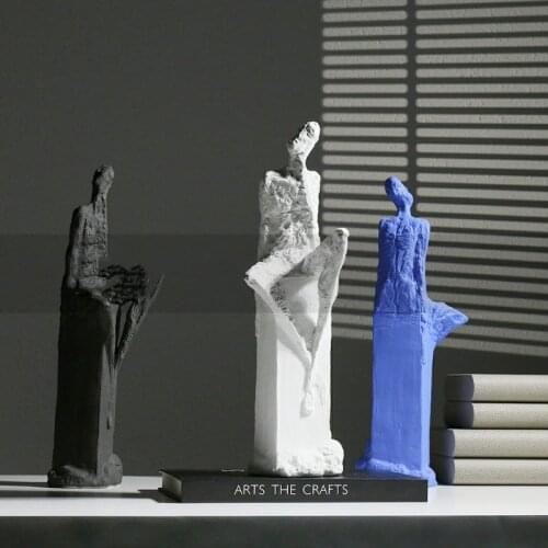 Modern Sales Office Art Abstract Ceramic Sitting Meditation Figure Sculpture Decoration Home Living Room Soft Decor Accessories