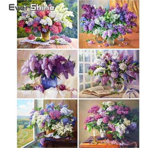 EverShine Paints By Numbers Flowers Pictures Oil Painting By Numbers Set Gift Coloring By Numbers Canvas Wall Set
