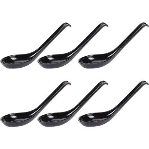 HOT-Soup Spoons,6 Pcs Japanese Style Spoons Creative Rice Spoons Chinese Asian Soup Spoons with Long Handle for Restaurants