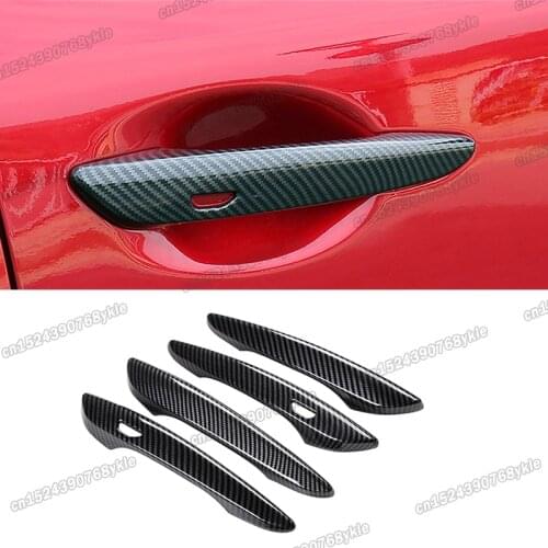 Lsrtw2017 carbon fiber abs car door bowl handle trims decoration for mazda 3 axela mazda3 2020 2021 accessories auto styling