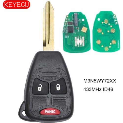 KEYECU Remote Key 2+1 Button 433MHz W/ Chip ID46 for Chrysler Dodge Jeep FCC: M3N5WY72XX