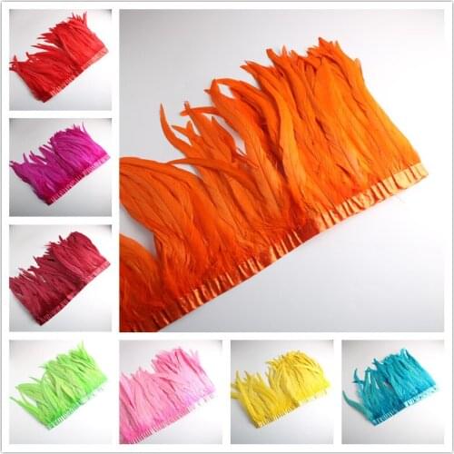 Beautiful 10 Yards 30-35cm Rooster Tail Feathers Trim Coque Feather Trimming Feathers For Crafts Dress Skirt Carnival Costumes