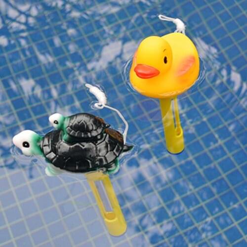 Mini Cartoon Duck Whale Fish Tortoise Head Floating Swimming Pool Thermometer Parent-child Outdoor Interactive Funny Toys Games