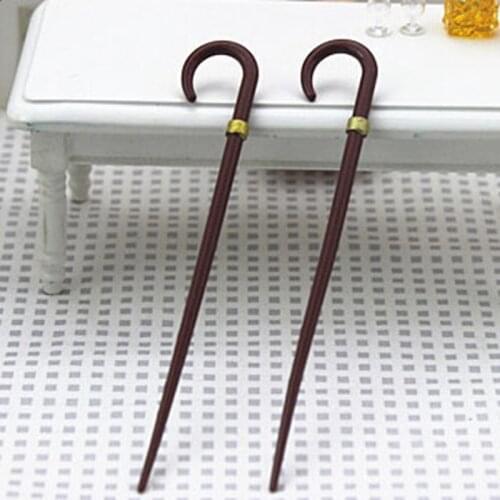 Mini Vintage Gentleman Walking Stick Simulation Crutch Model Toy for Doll House Decoration 1/12 Dollhouse Miniature Accessories