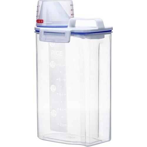 Upgraded Grain Storage Container, Airtight Storage Container with Measuring Cup, Food Container