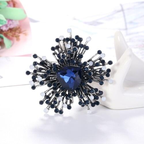 Fashion blue irregular rhinestones Brooches for Women Enamel Brooch Pins Jewelry Accessories